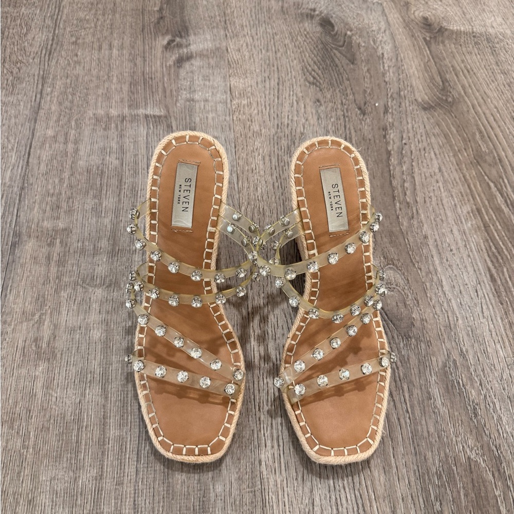 Steve Madden Tan Crystal Embellished Sandals